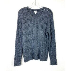 Charter Club Cable Knit Sweater Women's Size XL Gray Silver Metallic Stretchy